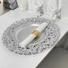 13inch Luxury Hollow Flower Tray Plastic Home Dining Plate Wedding Dessert Cake Tray Western Steak Kitchen Dish Charger 100pcs 3