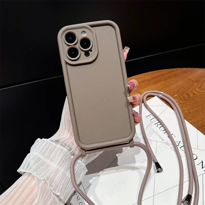 Sleek Crossbody Lanyard Silicone Phone Case - Soft TPU Back Cover