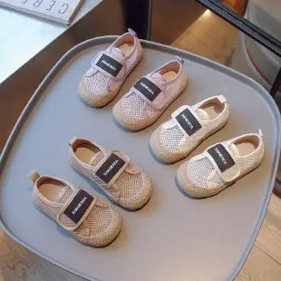 Baby Girl Boy Net Fabric Shoes Hoop & Loop Little Kids Primavera Estate Sandali 2024 Bambino Soft Flat Shoe 22-31