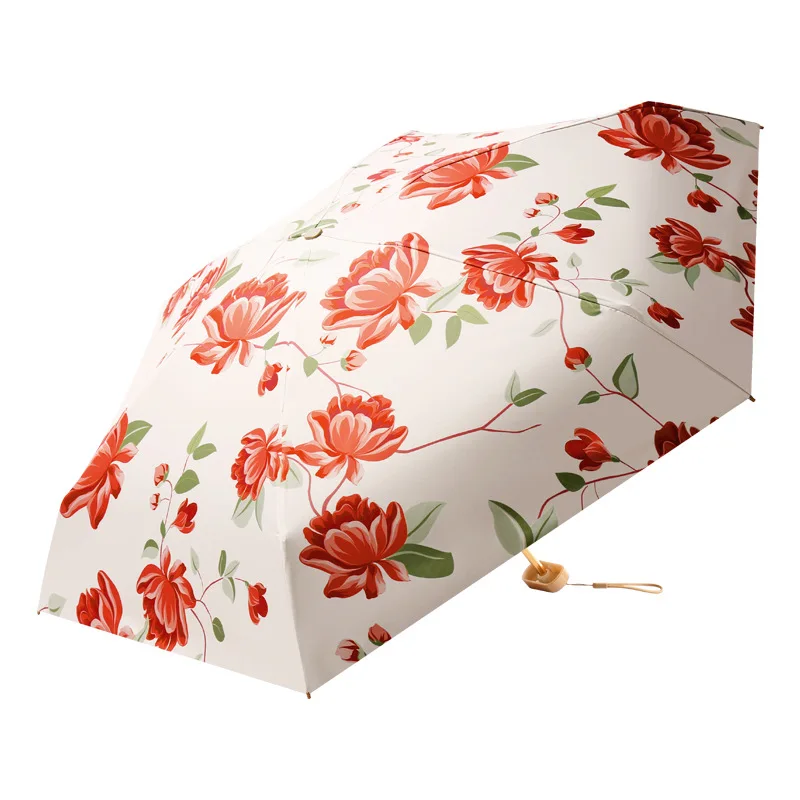 Flat Six Fold Pocket Umbrella Sun Umbrella Color Glue Sun Protection Protection Women's Folding