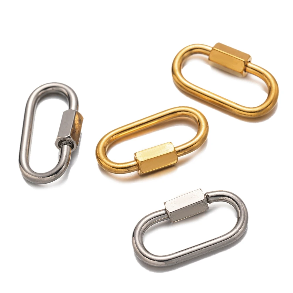 Gold Stainless Steel Heart Screw Carabiner Clips - Set of 5 for DIY Jewelry and Keychain Crafting