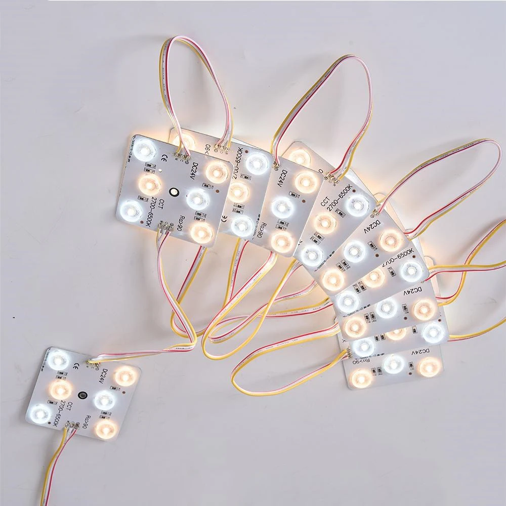 10팩 CCT LED 모듈 조명 3색 24V 디밍 가능 확산형 LED 조명 천장 광고 라이트 박스 간판 백라이트 상점용
