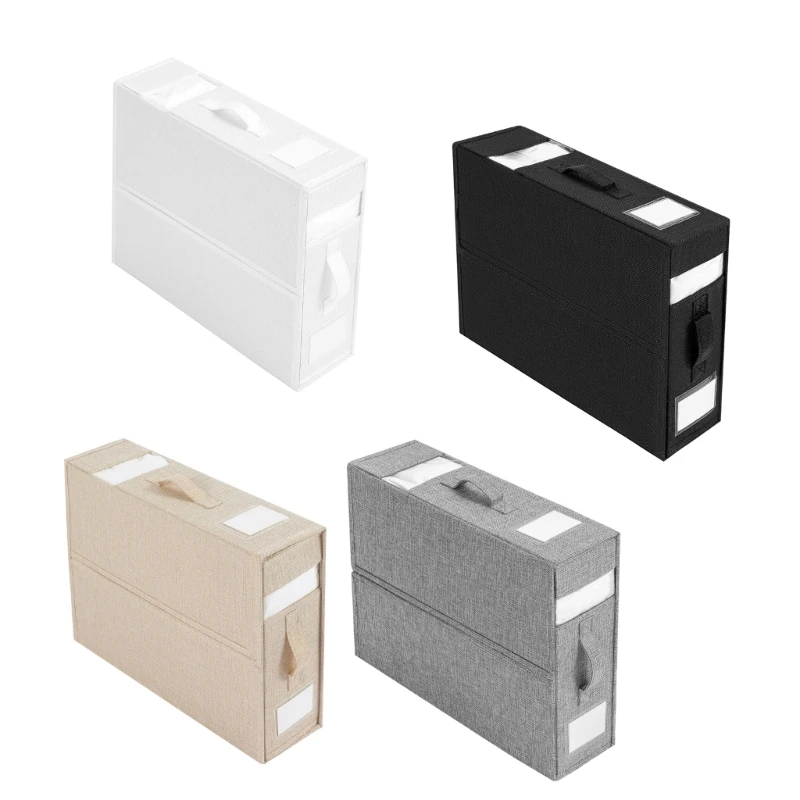 

Underbed Storage Box Storage Bag Imitation Linen Washable Bag with 2 Windows
