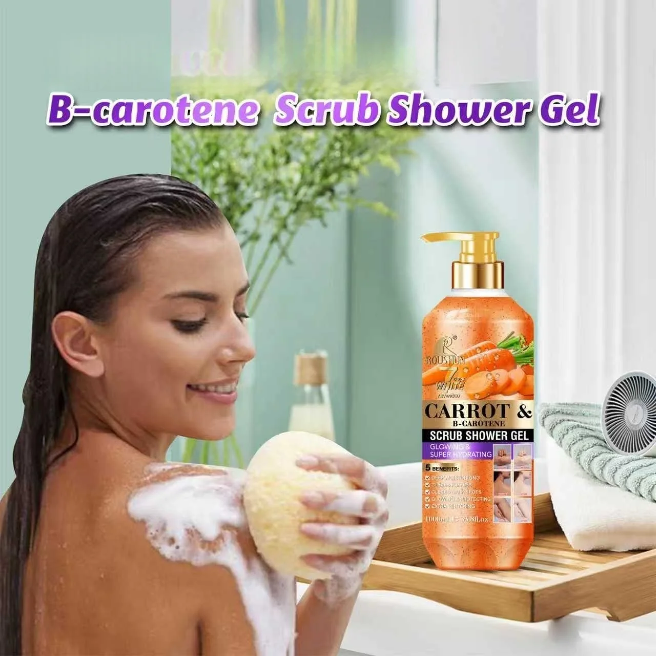 Roushun wortel douchegel hydraterende douchecrème voor huid_voghion.com