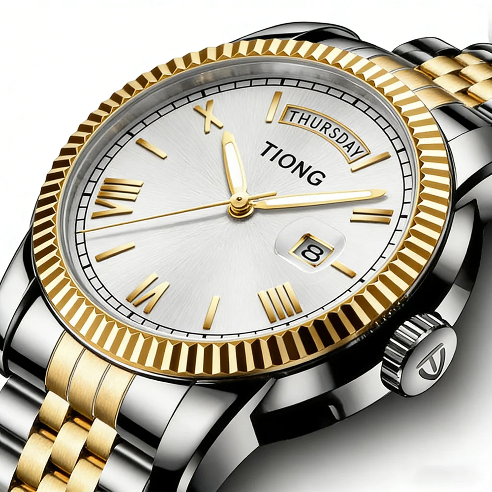 Premium Stainless Steel Luxury Quartz Waterproof Date Wristwatch