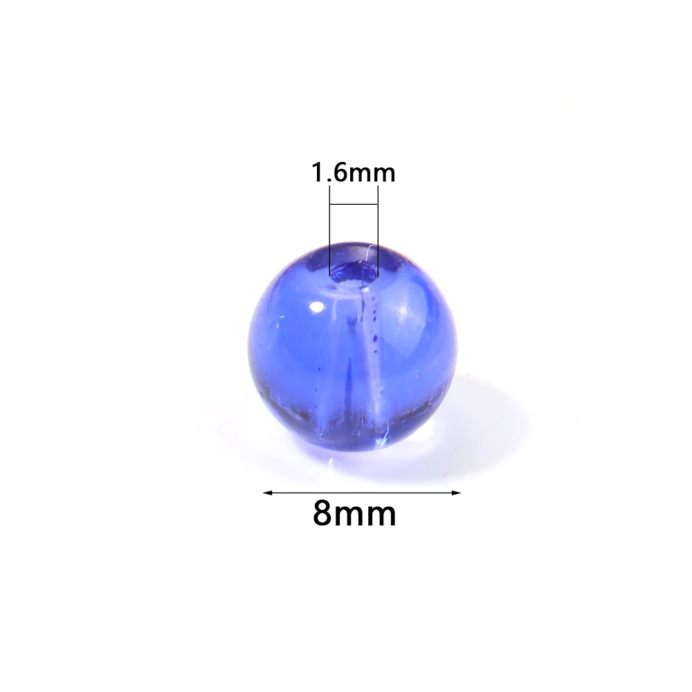 50개 8mm 투명 유리 구슬 컬러 루즈 스페이서 유리 구슬 장식 제작 DIY 공예 수제 비즈 액세서리