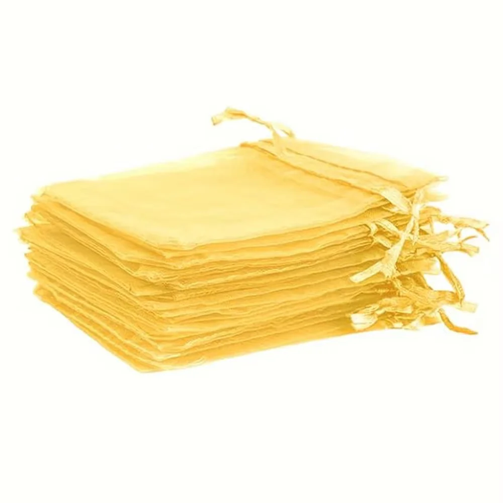 20/30/50 teile/los Gold Organza Geschenk Taschen Schmuck Süßigkeiten Kordelzug Weihnachten Hochzeit Party Sheer Organza Beutel Verpackung beutel – Detail 10