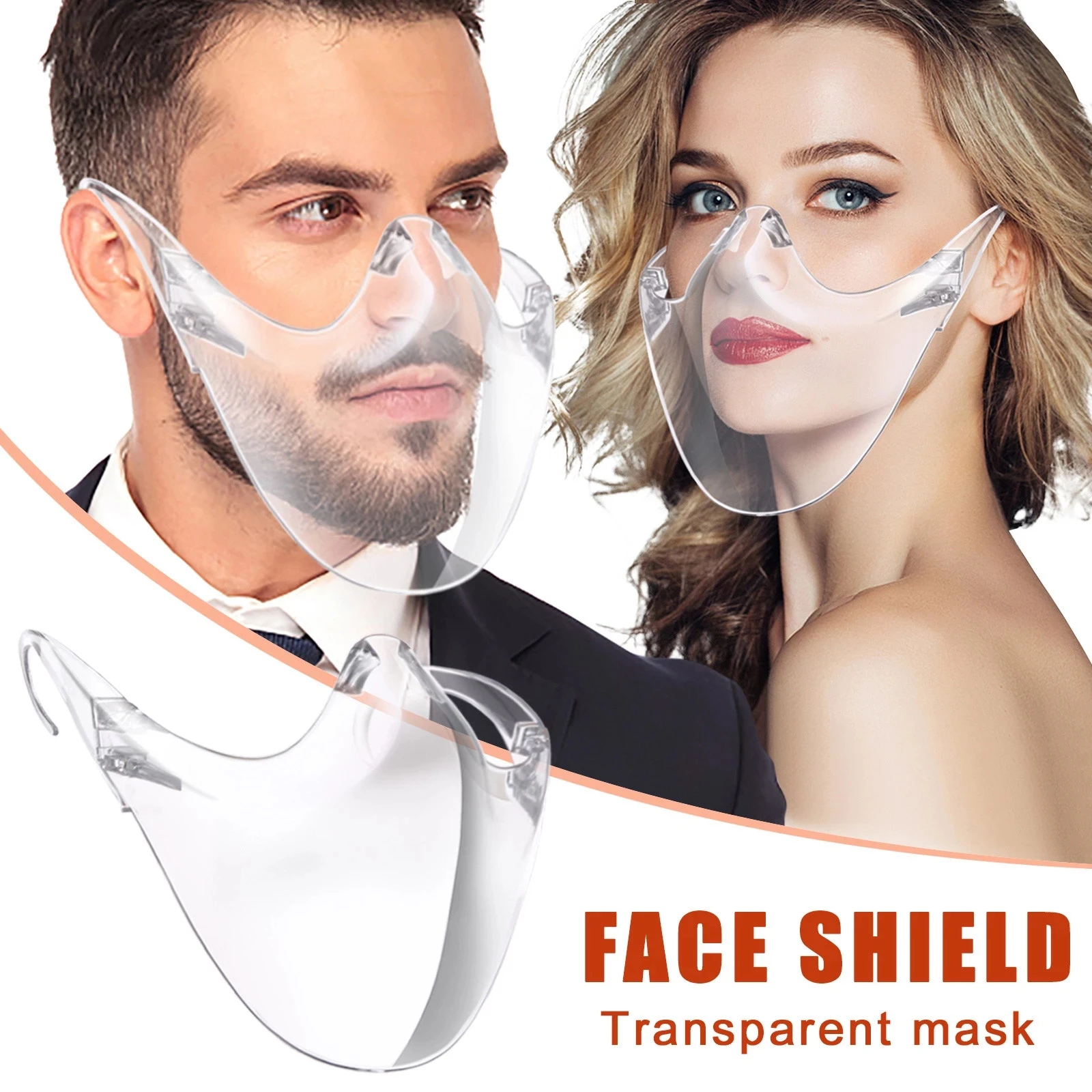 1-12pcs Face Shield Protective Transparent Mask Isolation Anti-dropping Multi-function Goggle Reusable Dustproof Clear Face Mask