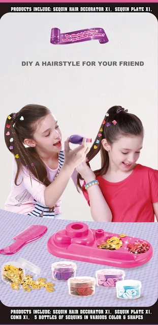 Hair Styling Decoration Kit Bling Diamond Sequin Stapler Drill Stickers  Machine Girls Dress Up Jewelry Set