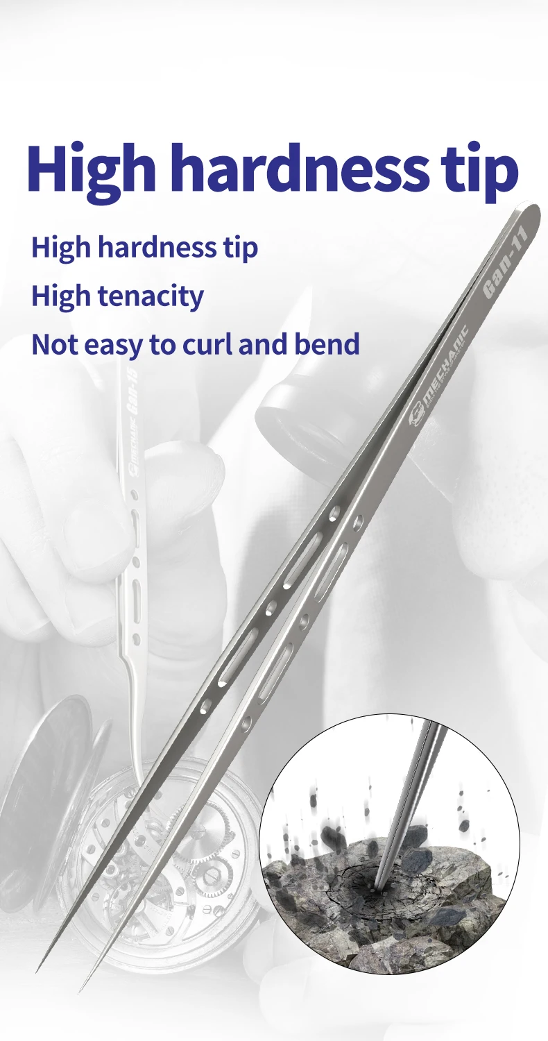 MECHANIC Tweezers GAN-15 GAN-11 Mobile Phone Repair Fingerprint Flying Wire Anti-magnetic Precision Components Fine Tip Clip