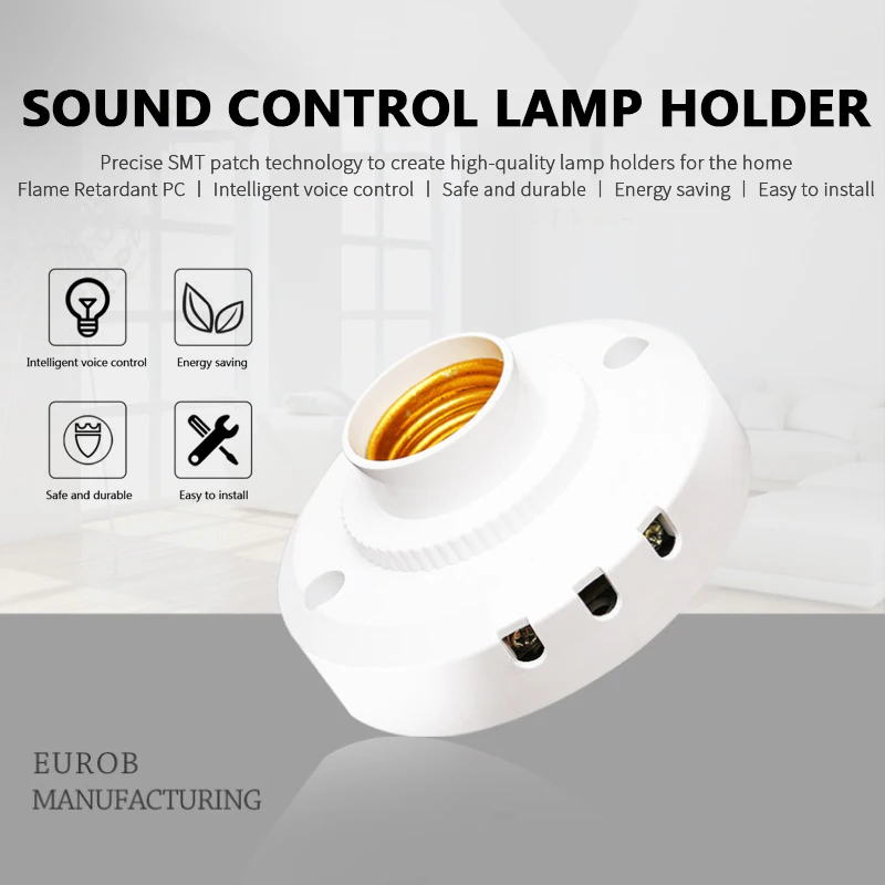 Smart Sound Control Lampada Presa Inferiore 220V E27 Sound Voice Sensor Portalampada Per Luce Auto On Off Light Sound Sensor Portalampada
