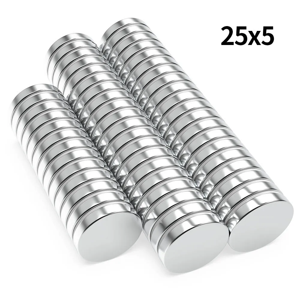 25x5mm N35 Super Starker Neodym-Magnet Runder NdfeB Leistungsstarker Permanentmagnet imanes Kühlschrankmagnete 25*5 – Detail 1