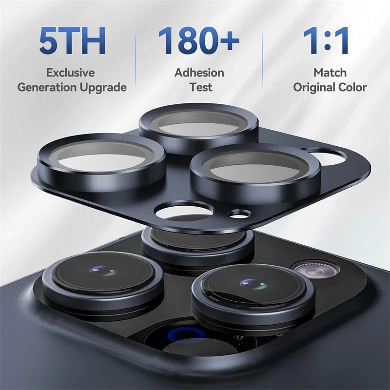 Dual-Pack Metal Camera Lens Protector with Tempered Glass Full Cover