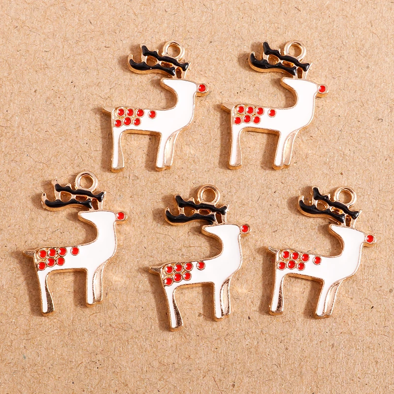 10 stücke Emaille Weihnachten Santa Claus Schneemann Charms Anhänger für Schmuck Herstellung Ohrringe Armband DIY Halskette Zubehör – Detail 38