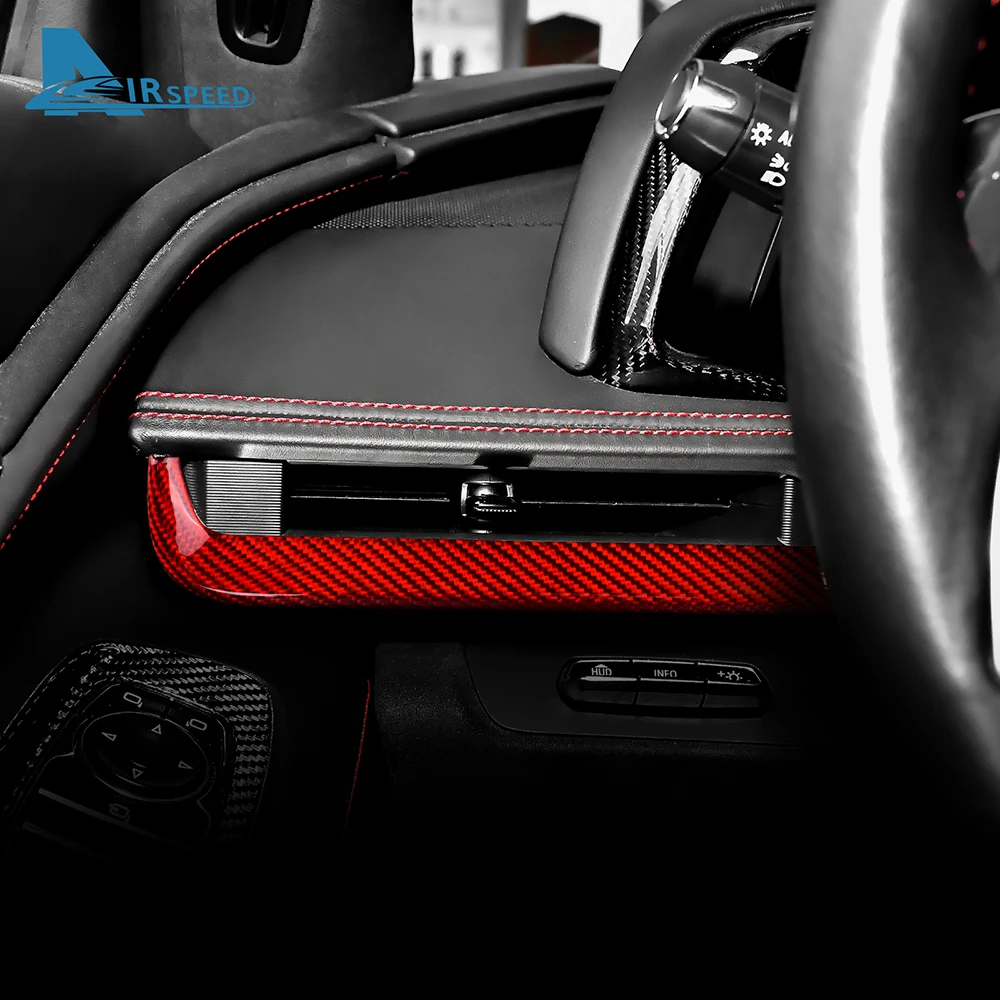 Real Hard Carbon Fiber Car Console Dashboard Strip Cover Trim