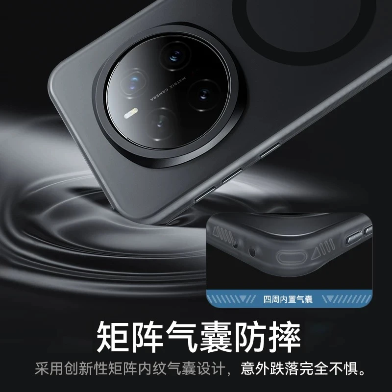 Magnetic Shockproof Matte Case with Transparent Back and Built-in MagSafe Compatibility