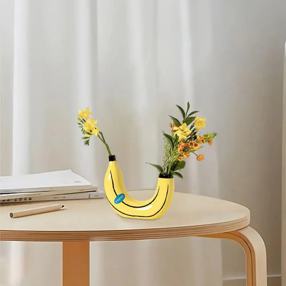 Synthetic Resin Banana Vase Modern Flower Pot Art Crafts Desktop Vase Ornament Tabletop Vase for Flowers Arrangement Home Decor 3