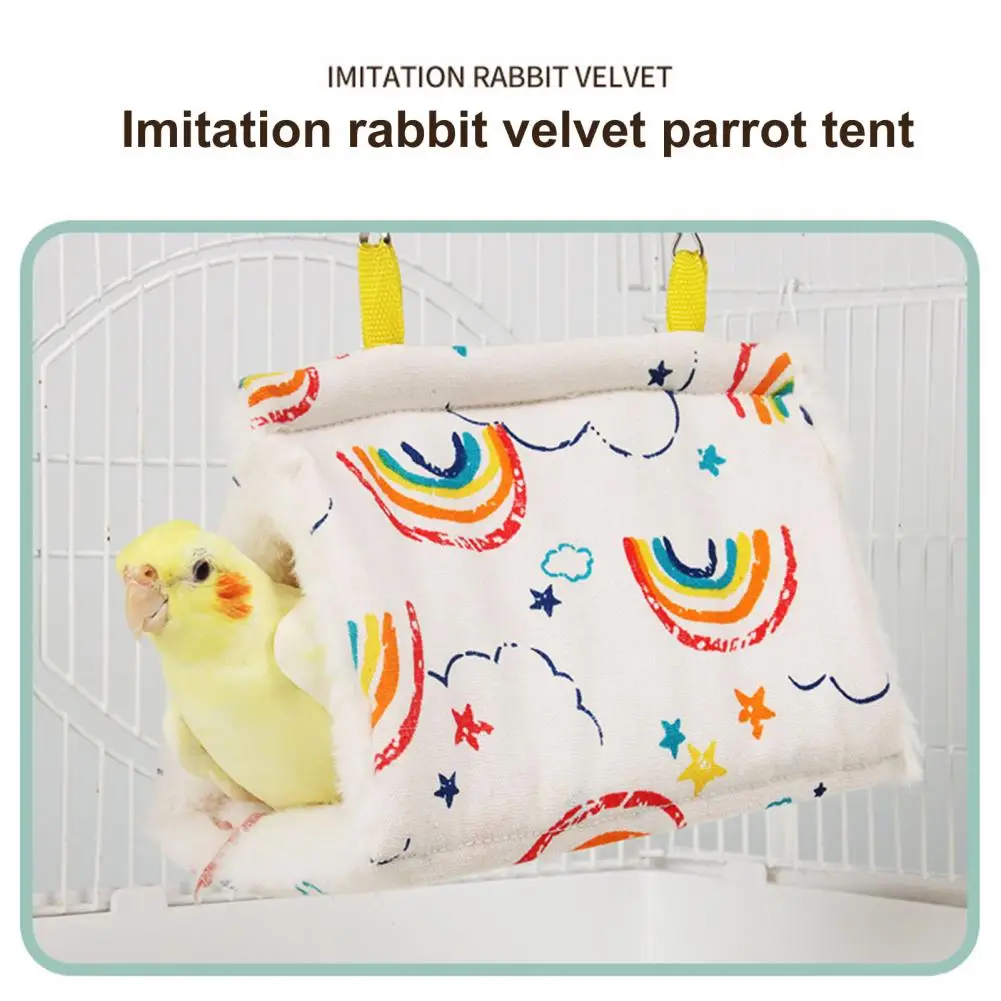 

Private Place for Pets Cozy Cotton Triangular Pet Nest Cartoon Printed Bright Colored Hangable Warm Comfort for Parrots Guinea