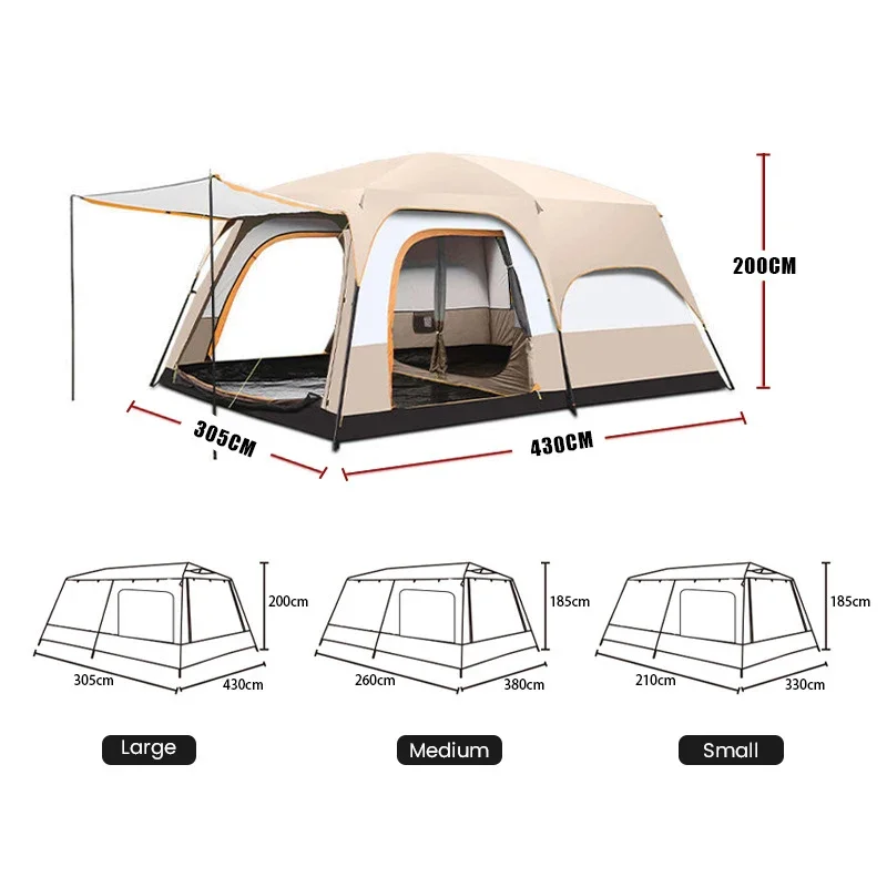 YOUSKY Camping Tent Big Space Outdoor 5-8 Person Double Layer 2 Rooms 1 Living Room Luxury Waterproof Tent