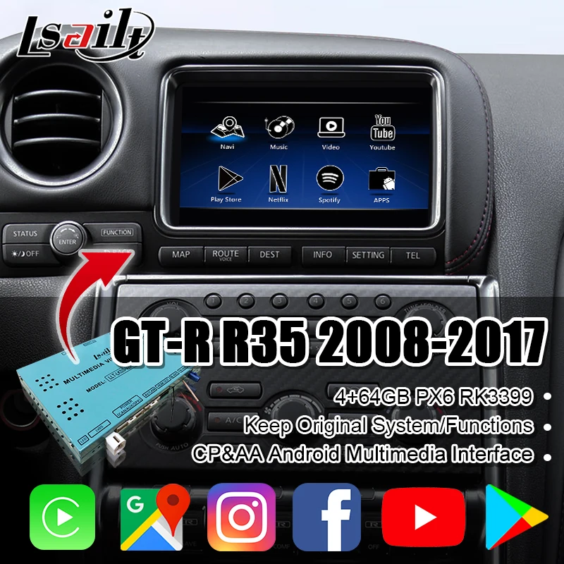 

Lsailt Wireless CP AA Box for GT-R GTR R35 2008-2017 4GB Android Multimedia Interface