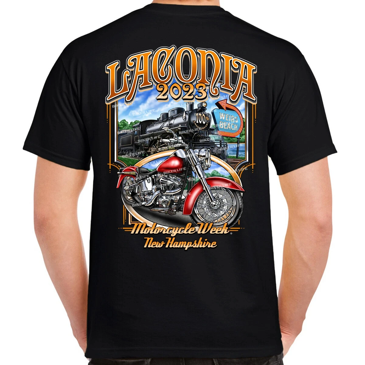 2025 Laconia Motorcycle Week 블랙 트레인 티셔츠