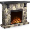 Electric Fireplace Mantel Package,48 in Freestanding Stone Fireplace Heater TV Stand W Remote Control,7 Flame Brightness Setting 1