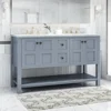 61" Bathroom Vanity with Two Sinks Double Bathroom Vanity with Marble Top, 4 Doors, 2 Drawers, for Bathroom，No Mirror (Grey) 3