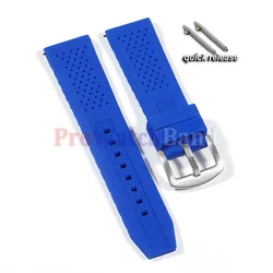 Premium Silicone Waterproof Sport Watch Band with Pin Buckle - Soft Rubber Strap - 18mm (Blue)