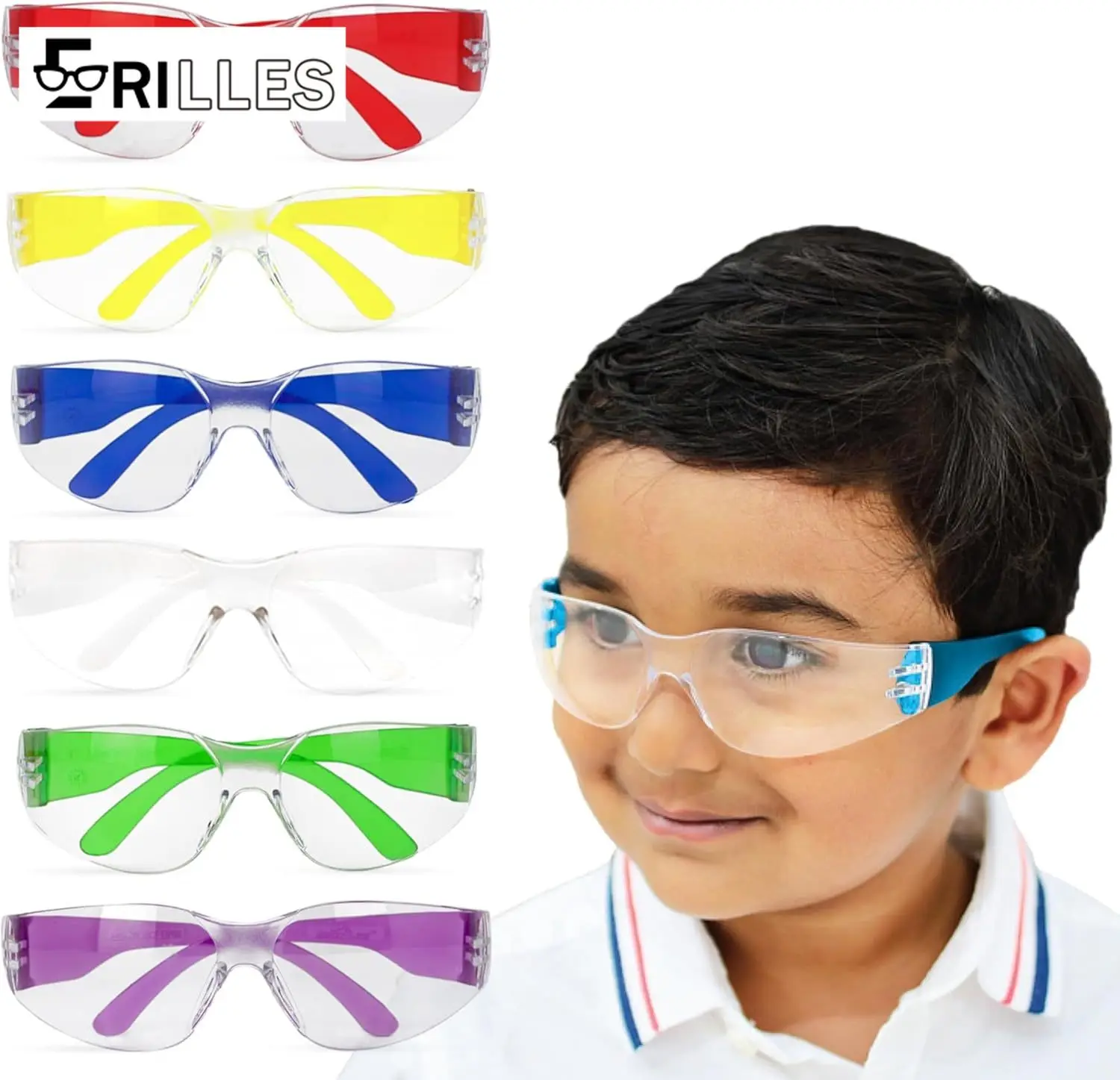 Kids Safety Goggles Anti-Splash & Dustproof Protective Glasses Colorful Frame for Toy Water Guns Lab Use Outdoor Play