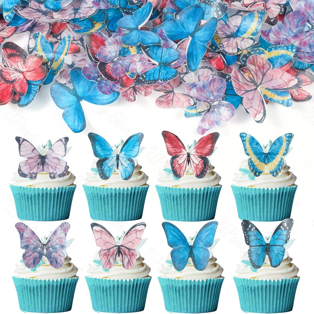 32 stuks vlinders, taartdecoraties, 3D vlinders, taarttoppers, decoraties, vlinders, cupcake-toppers, decoratie voor verjaardag, jubileum, bruiloft, feest, babyshower, wanddecoratie