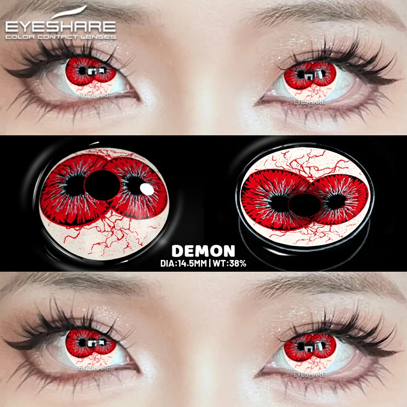 EYESHARE Fantasy White and Red Anime Eye Contact Lenses - Perfect for Halloween and Cosplay Makeup
