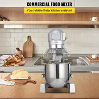 30Qt Commercial Food Mixer with Timing Function， Commercial Mixer 1250W Stainless Steel Bowl Heavy Duty Electric Food Mixer 2