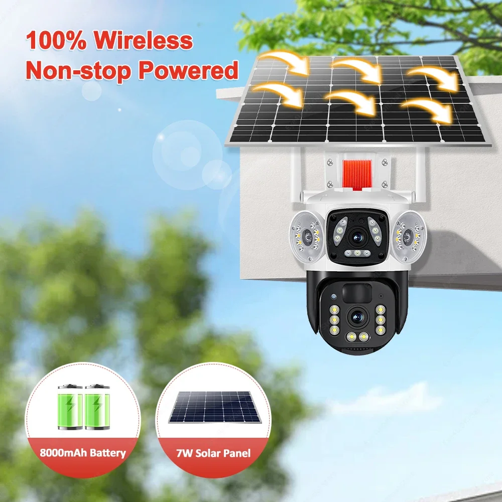 6MP WIFI Solar Battery Camera Outdoor PTZ Cam Security Protection