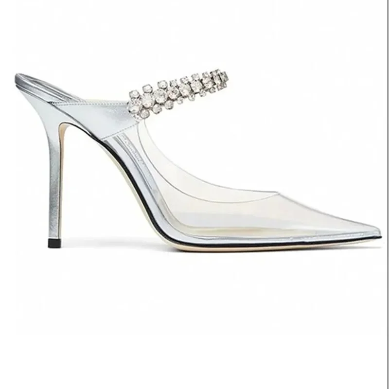 2024 European and American New Ladies High Heels High Quality Diamond Decorated Flat Shoes