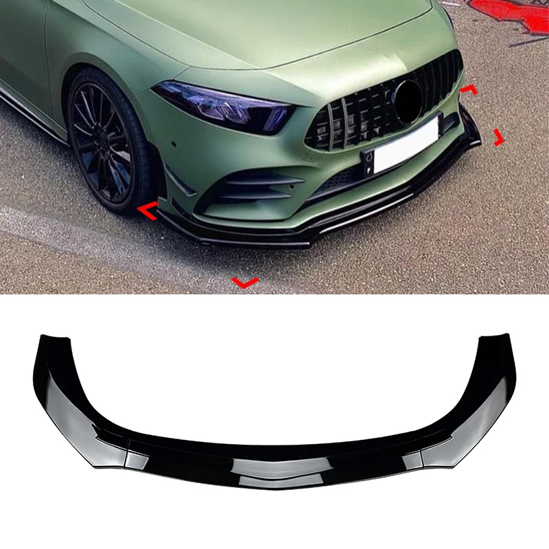 

Front Bumper Lip Spoiler For Mercedes-Benz A-Class W177 A180 A200 A35 AMG 2019-2022 Front Bumper Protector Lower Blade Splitter
