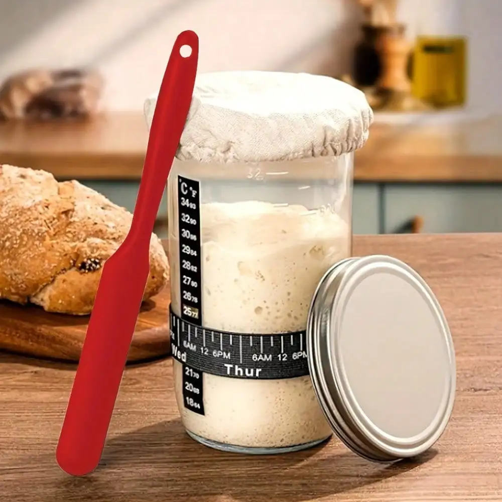 Glass Dough Proofer with ThermometerReusable Round Box LidHand WashDate Marked Feeding TapeKitchen Bread Baking Essentials