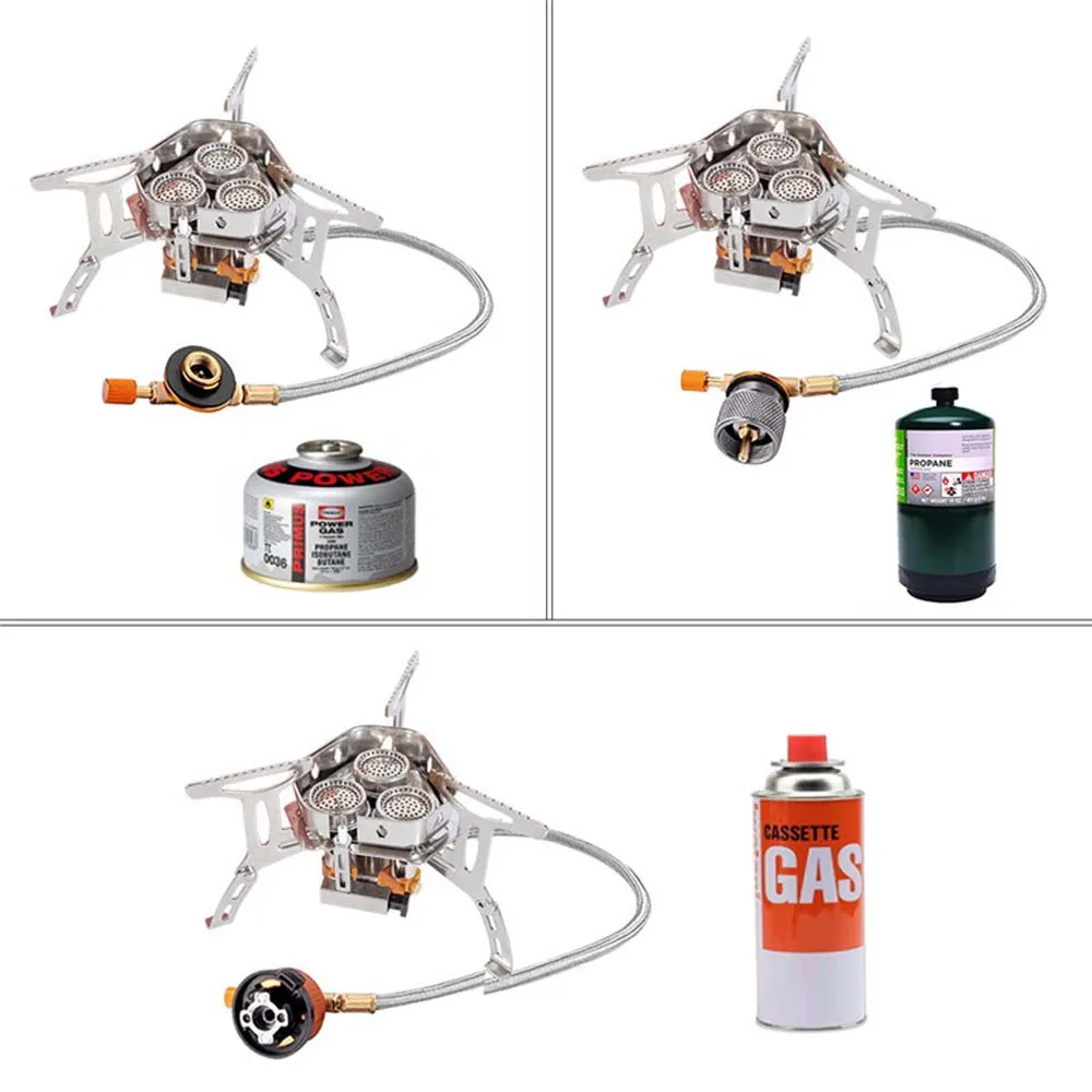 5800W Windproof Camp Stove Camping Tea Stove with Fuel Canister Adapter Piezo Ignition Carry Case for Backpacking Hiking 4