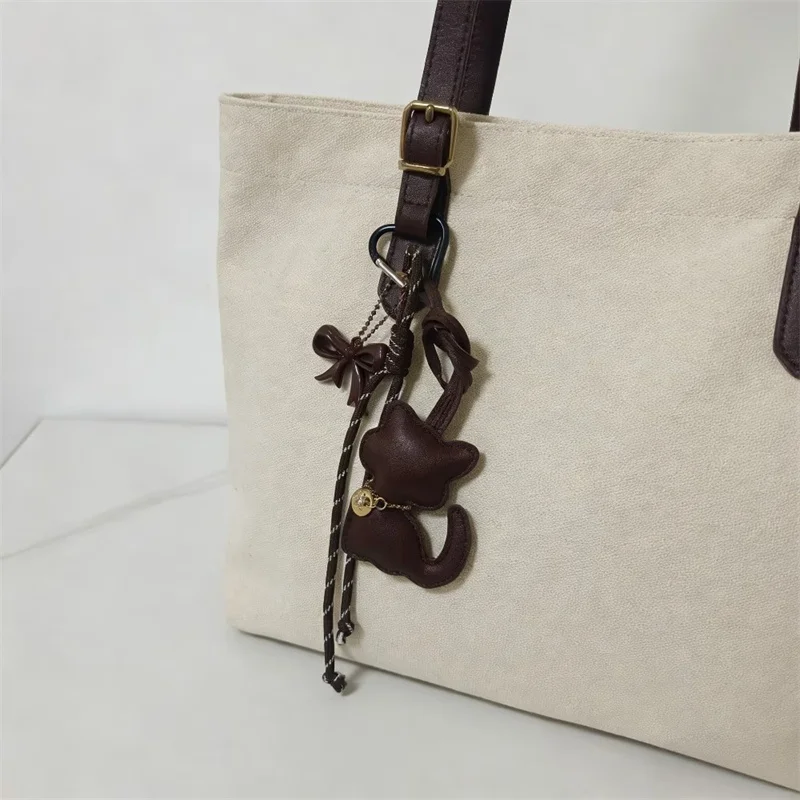 New PU Leather Kitten Bag Charm Cute Cartoon Animal Cat Pendant for Women's Handbags Small Gift