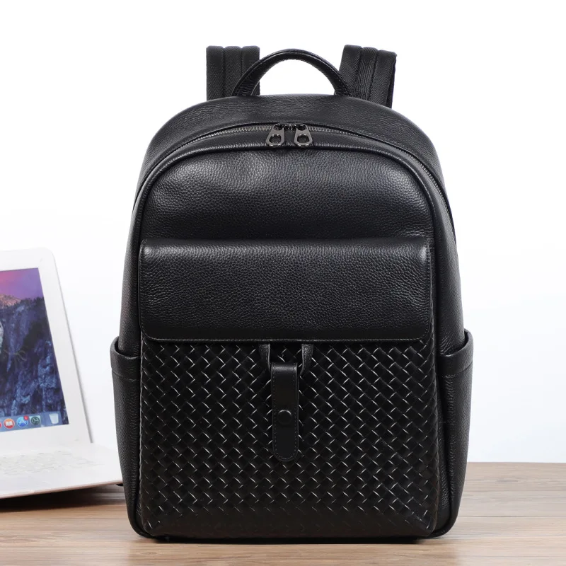 YIFANGZHE Leather Backpack for Men , Genuine Cowhide Leather Daypack Good Capacitiy with Compter Compartment upto 15.6 Inch