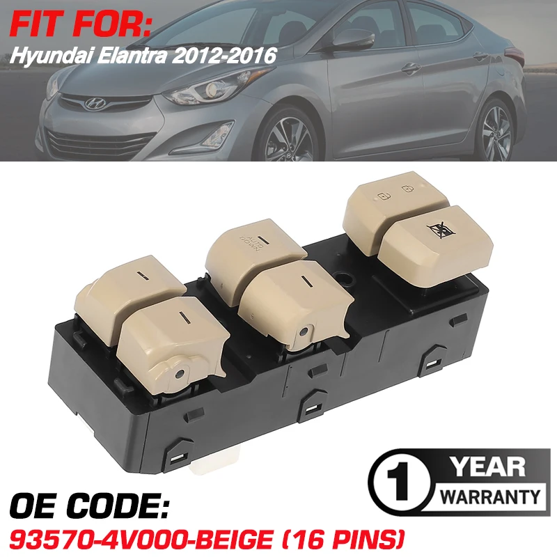 Auto Down Car Power Window Switch Master Panel 93570-4V000 Beige Color For Hyundai Elantra 2012-2016 93570-3X030 93570-3X000