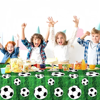 1/3 Stuks Voetbaltafelkleed voor WK 2026 feest Verjaardagsparty Decoraties - Plastic Tafelkleed voor Ballen-thema Benodigdheden 3
