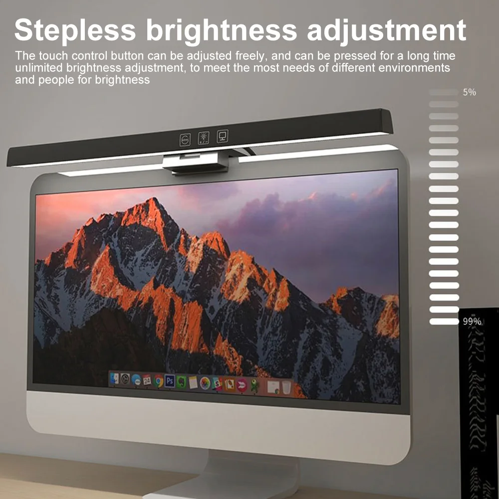 LED Desk Lamp Computer Monitor Light Bar Laptop Screen Hanging Light Eye Protection Reading Lamp Dimmable Work USB Powered