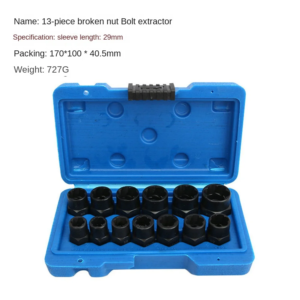 

Impact Damaged Bolt Nut Screw Remover Extractor Socket Tool Kit Removal Set Bolt Nut Screw Removal Socket Wrench 3/8"