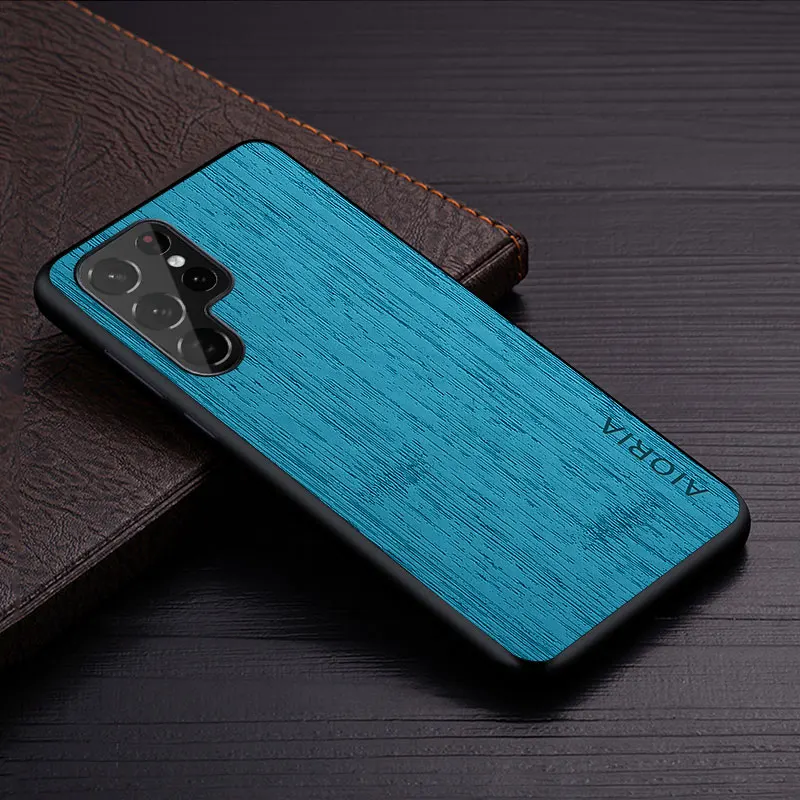 Phone Case Leather Case Leather Phone Case Leather Wallet Case Case for Samsung Galaxy S24 S25 S22 S23 Ultra Plus Edge FE coque bamboo wood pattern Leather cover
