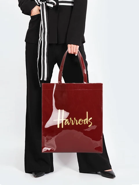 Harrods Small Logo Shopper Bag - Burgundy - One Size