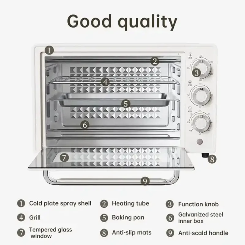 Professional Custom Color Electric Oven With Timer 22L Smart Home Baking Electric Toaster Oven 4