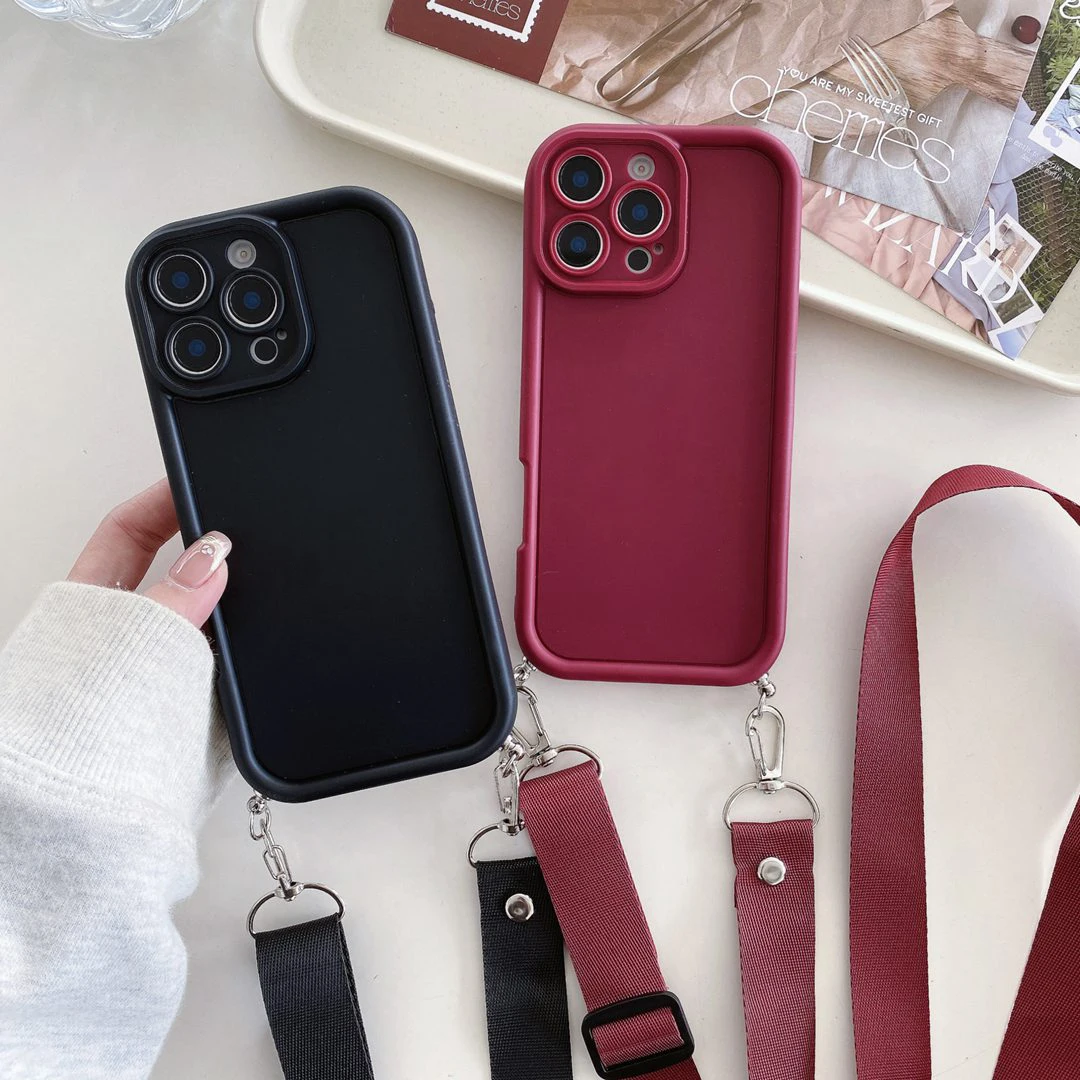 Enhanced TPU Back Case with Camera Lens Protection and Lanyard - Soft Silicone Phone Cover