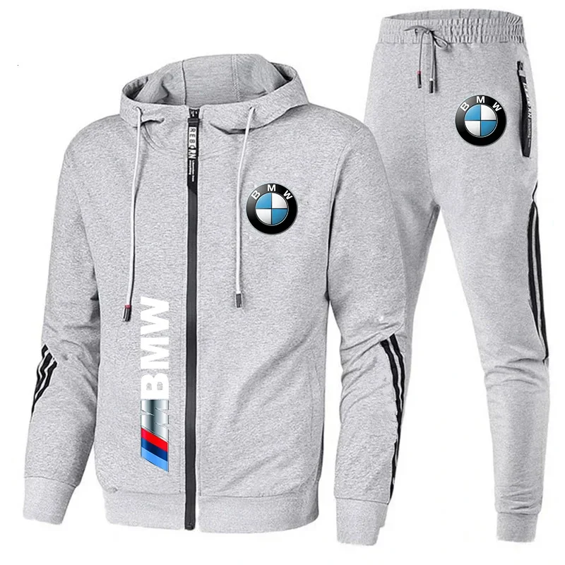 Motorcycle clothing BMW Men's Printed Sports Set Casual Oversized Hooded Shirt+Pants Two Piece Set