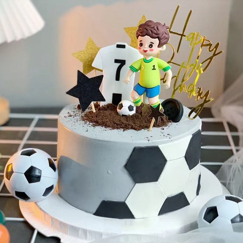 Décoration de gâteau d'anniversaire pour garçon, décor de fête d'anniversaire  pour enfant, ballon de Football, basket-ball, fourniture de fête à thème -  AliExpress
