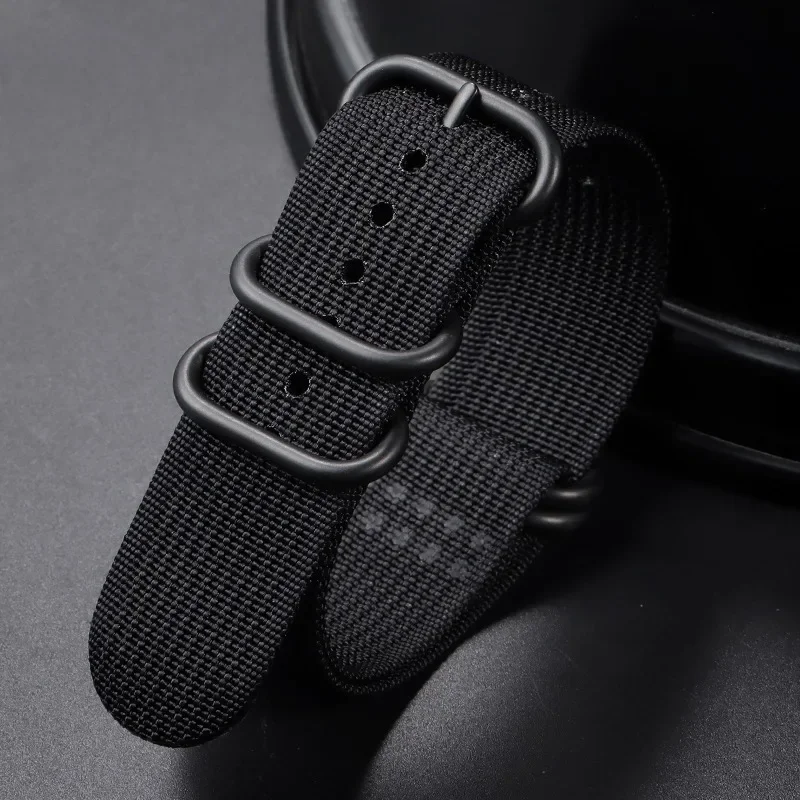 Nylon Braided Watch Bands with 5-Ring Buckle - Woven Canvas Strap Replacement